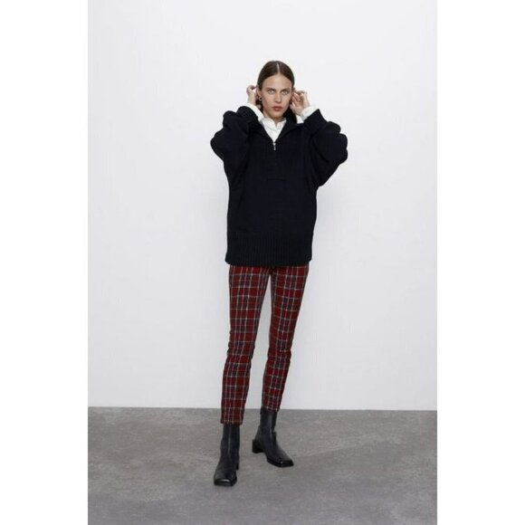 Zara Gingham Checked Flared Pants Plaid High Waisted Size Small - Picture 2 of 16